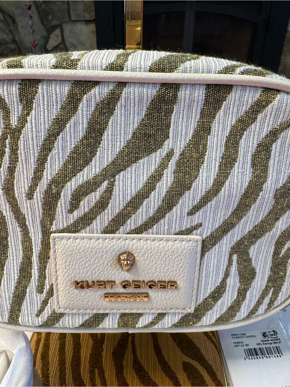 Kurt Geiger Chiswick Camera Bag Green Combo Cloth w/ Web & Leather Straps NWT - Picture 3 of 8